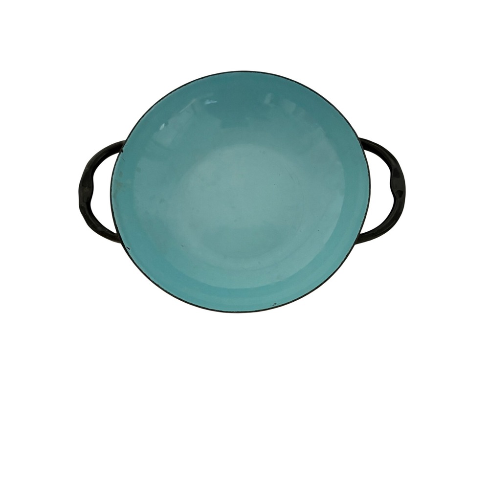 VTG  Caravelle Sizzling Servers Turquoise Enamel Pan France Mid Century Blue